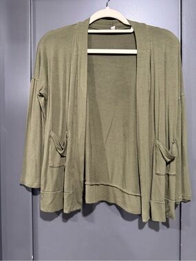 Olive Open-Front Girl’s Cardigan Sweater